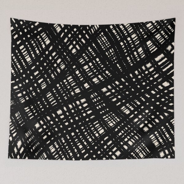 Item preview, Rough Weave Abstract Burlap Painted Pattern in Black and Almond Cream designed and sold by kierkegaard.