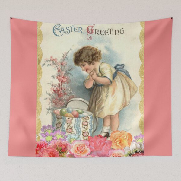 Item preview, Vintage Easter Egg And Pink Spring Floral -Easter Greetings designed and sold by Tamas Das.