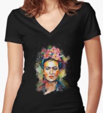 Frida Kahlo (Dark Edition) Women's Fitted V-Neck T-Shirt