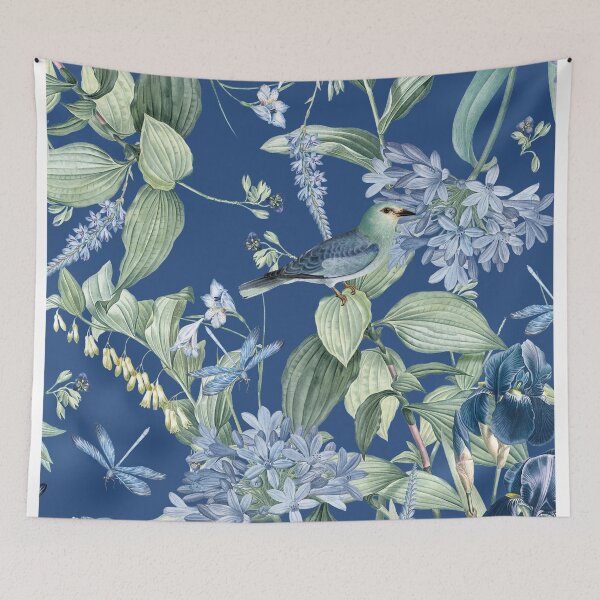 Item preview, Amazonian Exotic Wildlife Garden on Blue designed and sold by meggydesigns.
