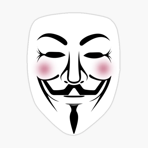 V For Vendetta Mask Decal Stickers - Die-Cut Vinyl, Pack Of 2, 3.4" X 5"