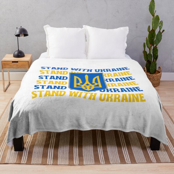Item preview, Wavy Stand with Ukraine with Ukraine coat of arms- Russia Ukraine War - support ukraine designed and sold by CaitU.