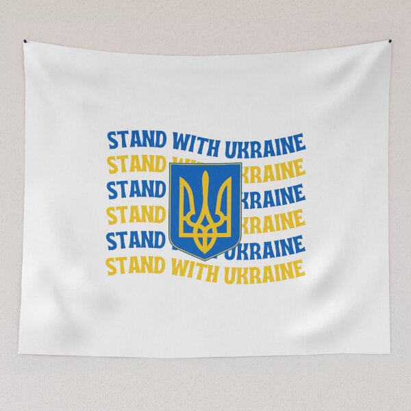 Item preview, Wavy Stand with Ukraine with Ukraine coat of arms- Russia Ukraine War - support ukraine designed and sold by CaitU.
