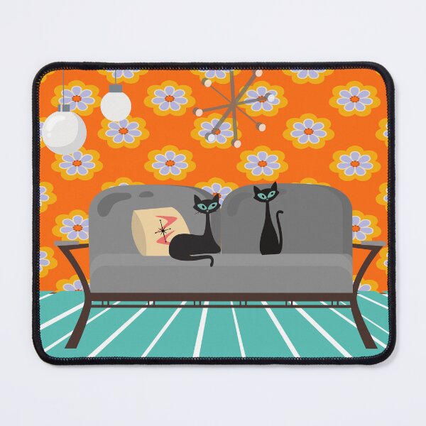 Item preview, Mid Century Modern Kitties Lounging in a Retro Styled Living Room designed and sold by LisWilliams.