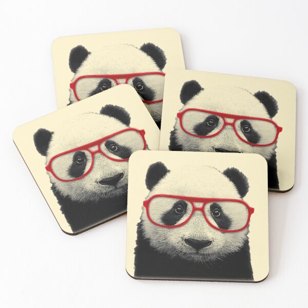 Item preview, Funny panda bear with red glasses (cream) designed and sold by Madame Memento.