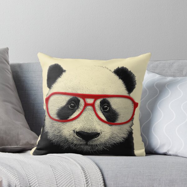 Item preview, Funny panda bear with red glasses (cream) designed and sold by Madame Memento.