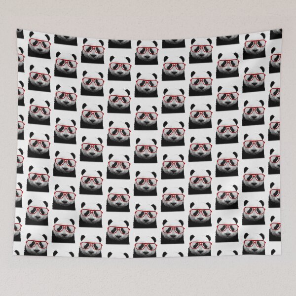 Item preview, Funny panda bear with red glasses (cream) designed and sold by Madame Memento.
