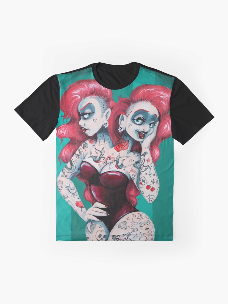 Thumbnail 4 of 5, Graphic T-Shirt, The Incredible Two-Headed Tattooed Lady designed and sold by ERWhittingham.