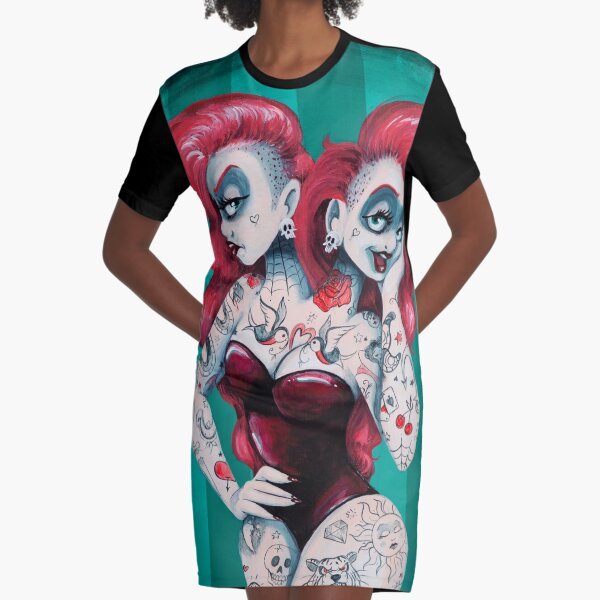The Incredible Two-Headed Tattooed Lady Graphic T-Shirt Dress