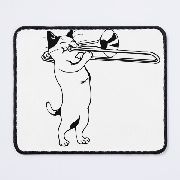 Item preview, Cute white cat playing trombone music instruments for cat lovers designed and sold by BestDesign87.