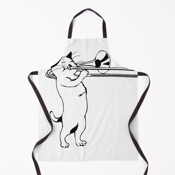 Item preview, Cute white cat playing trombone music instruments for cat lovers designed and sold by BestDesign87.
