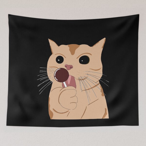 Item preview, Fluffy Cat Licking Lollipop Cute Animals designed and sold by BigFatMistake.