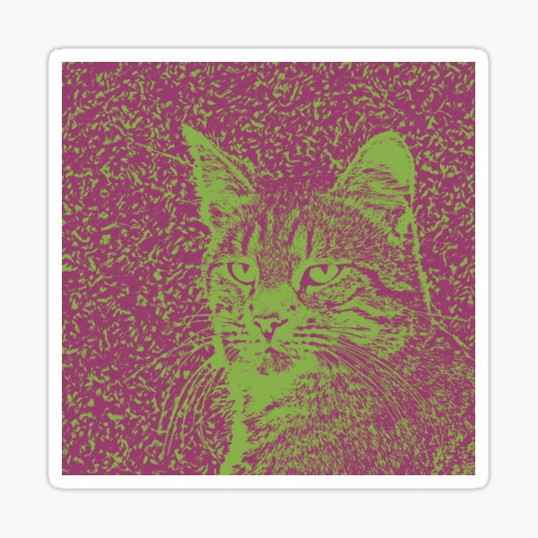 Portrait of cat, ninja Cat Sensei. 8-bit. Sticker