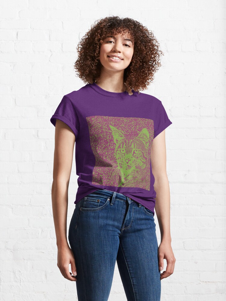 Alternate view of Portrait of cat, ninja Cat Sensei. 8-bit. Classic T-Shirt