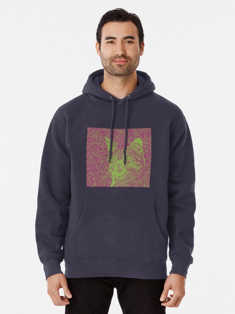 Alternate view of Portrait of cat, ninja Cat Sensei. 8-bit. Pullover Hoodie