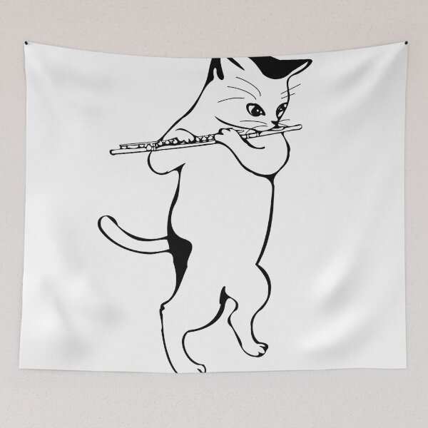 Item preview, Cute cat playing the Flute musical instruments for cat lovers designed and sold by BestDesign87.