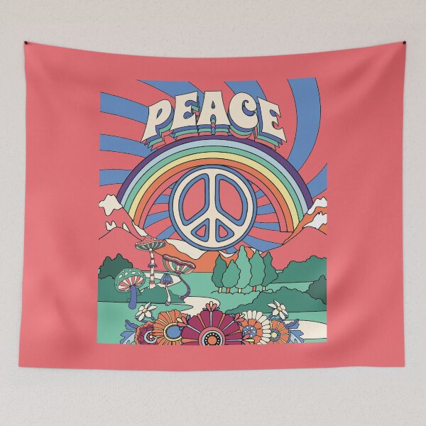 Item preview, Peace - Colorful Vintage Retro Hippie 1960s 1970s Design designed and sold by Rhu Creations.