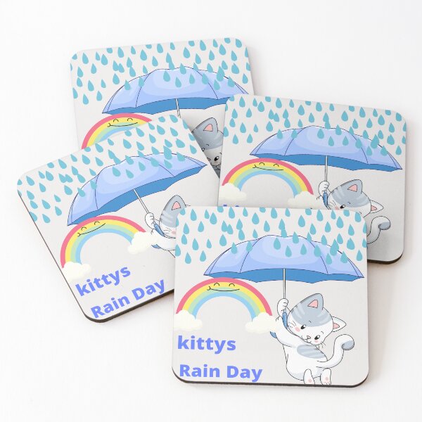 Item preview, Kittys Rain Day and Rainbow Umbrella designed and sold by LGMmugsdesign.