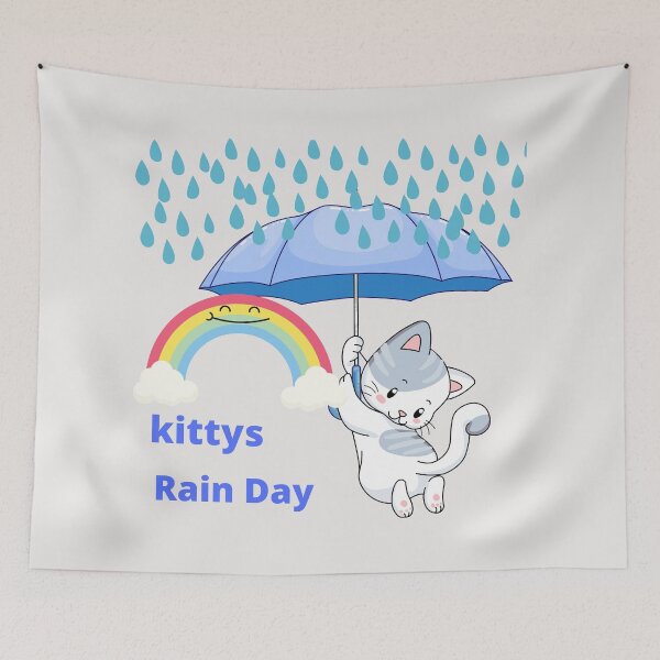 Item preview, Kittys Rain Day and Rainbow Umbrella designed and sold by LGMmugsdesign.