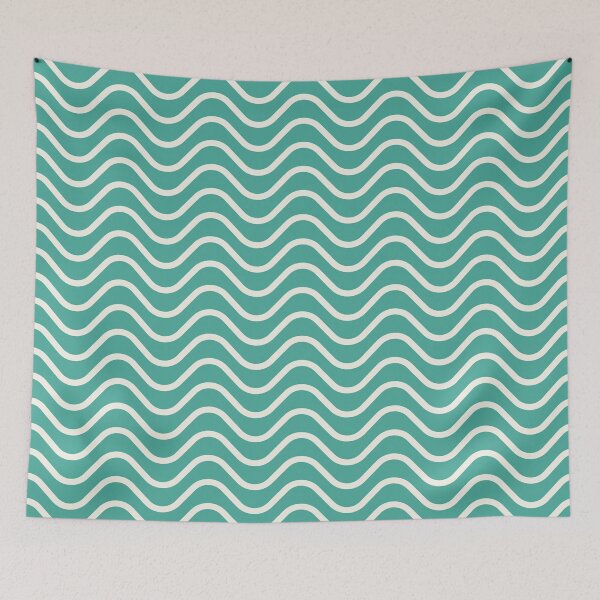 Item preview, Patrón de rayas horizontales en zigzag de olas turquesa y blanco antiguo de vacaciones designed and sold by HiddenPuppets.
