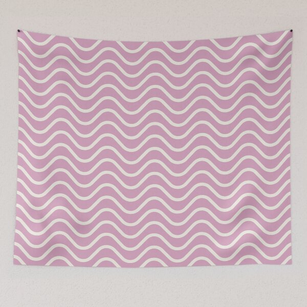 Item preview, Pirouette Pink y Antique White Waves Zigzag Patrón de rayas horizontales designed and sold by HiddenPuppets.