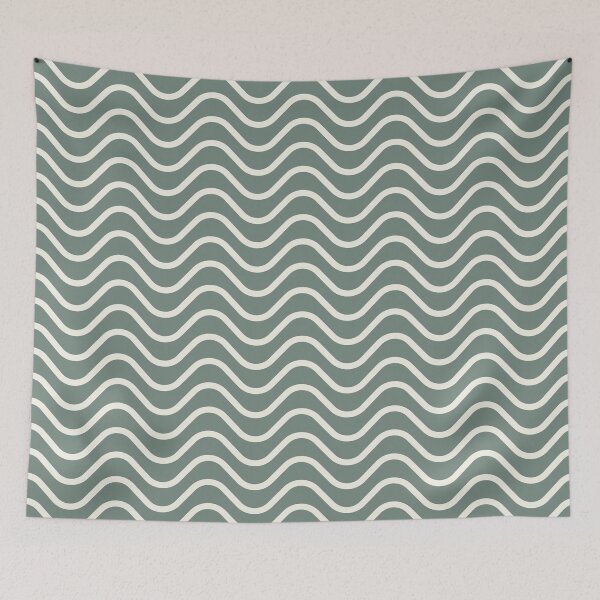 Item preview, Iceberg Green y Antique White Waves Zigzag Patrón de rayas horizontales designed and sold by HiddenPuppets.