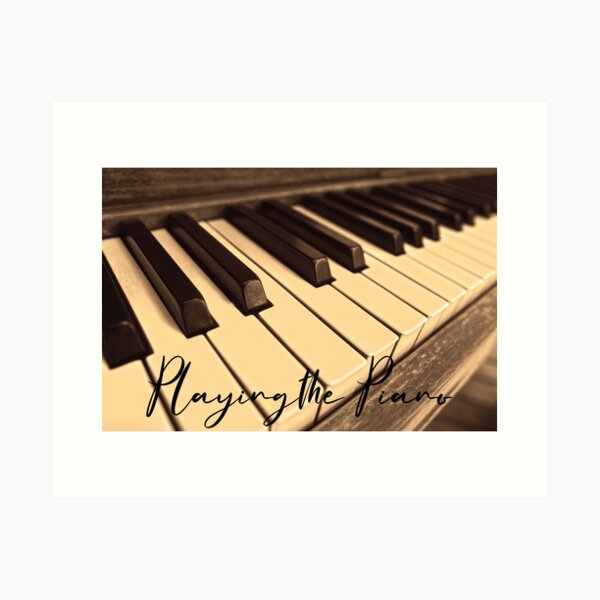 Playing the piano black and white Art Print