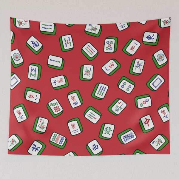 Item preview, Scattered Mahjong Game Tiles in Red Background. It's Mahjong Time! designed and sold by teeworthy.