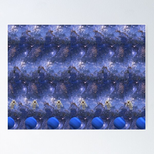 Item preview, "Deep Space Tunnel" with Astronauts & Neptune 3D Illusion Hidden Image Stereogram designed and sold by 3D Mooncat.