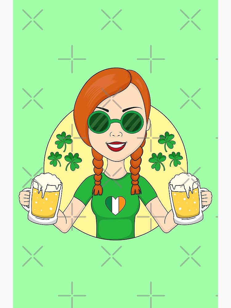 "Funny Irish Girl With Sunglasses Holding Beer" Poster for Sale by dass
