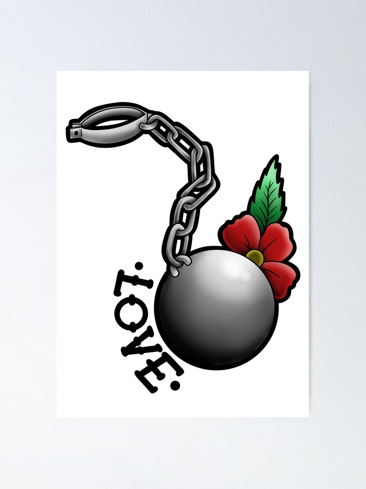 Old school ball ‘n’ chain tattoo | Poster