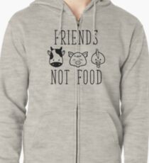 Sudadera con capucha y cremallera Amigos no comida