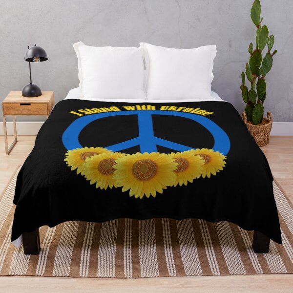 Item preview, I Stand with Ukraine Peace Sign Sunflower Ukraine Flag Colors designed and sold by PeachesMommy.