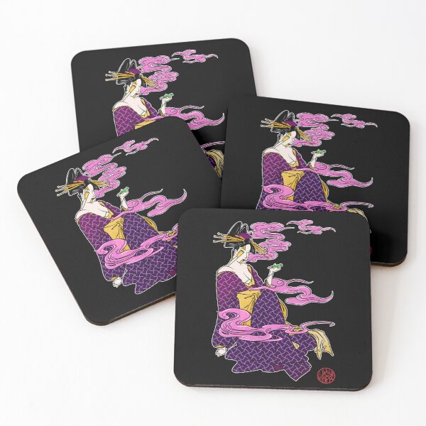 Item preview, Bijinga - Vaping woman in kimono designed and sold by Ukiyograph.