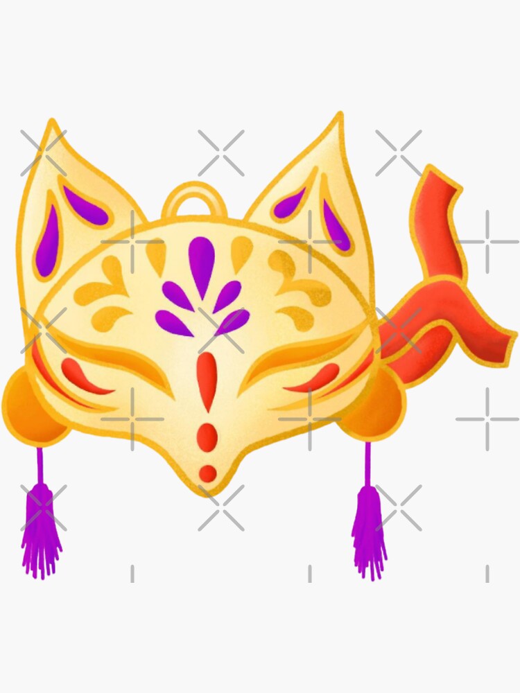 "Japanese Nine Tailed Fox Mask" Sticker by GymDream | Redbubble