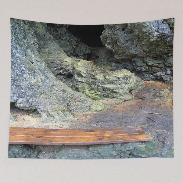 Item preview, wooden bench in the cave designed and sold by frankuffmann.