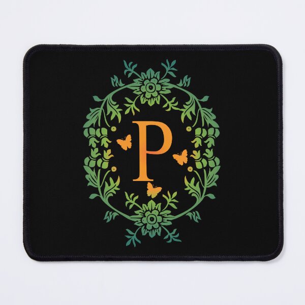 Item preview, Ornamental Letter P, Green And Yellow Flowers And Butterfly, Monogram Letter Ornament designed and sold by PROMEN Creativity.