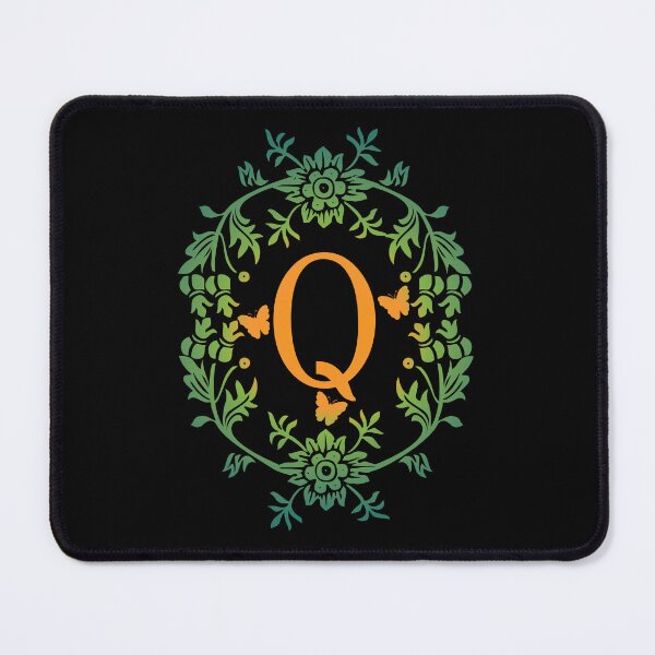 Item preview, Ornamental Letter Q, Green And Yellow Flowers And Butterfly, Monogram Letter Ornament designed and sold by PROMEN Creativity.