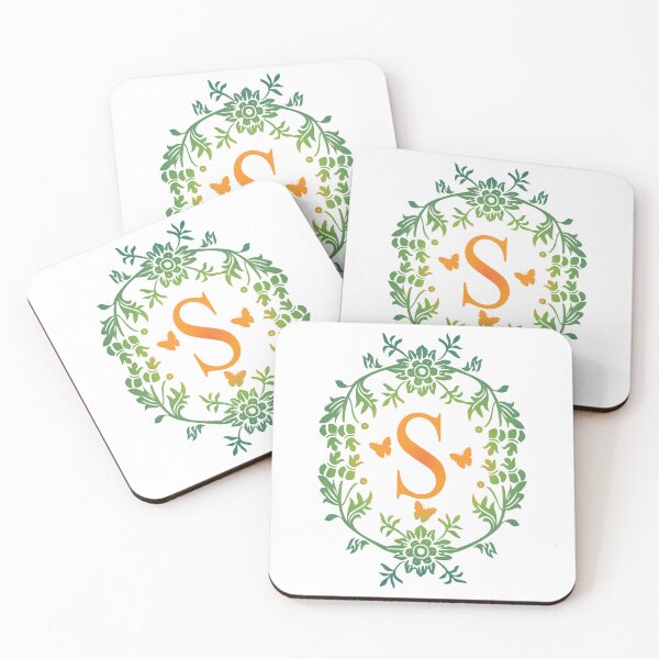 Item preview, Ornamental Letter S, Green And Yellow Flowers And Butterfly, Monogram Letter Ornament designed and sold by PROMEN Creativity.