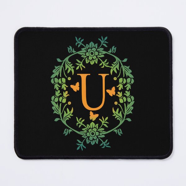 Item preview, Ornamental Letter U, Green And Yellow Flowers And Butterfly, Monogram Letter Ornament designed and sold by PROMEN Creativity.