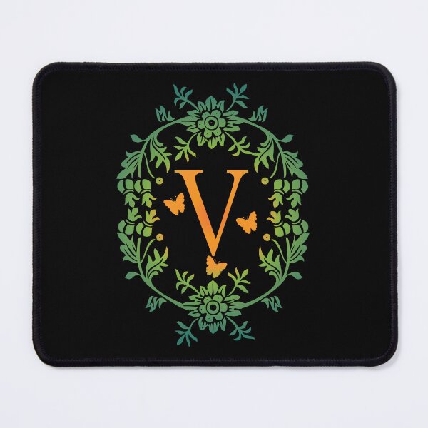 Item preview,  Ornamental Letter V, Green And Yellow Flowers And Butterfly, Monogram Letter Ornament designed and sold by PROMEN Creativity.