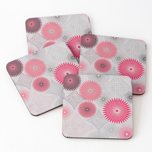 Item preview, Abstract Spiro Wheels and Shapes in raspberry pink and grey designed and sold by DannysReRemodel.