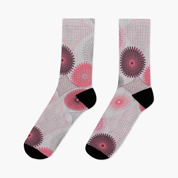 Item preview, Abstract Spiro Wheels and Shapes in raspberry pink and grey designed and sold by DannysReRemodel.