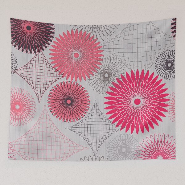 Item preview, Abstract Spiro Wheels and Shapes in raspberry pink and grey designed and sold by DannysReRemodel.