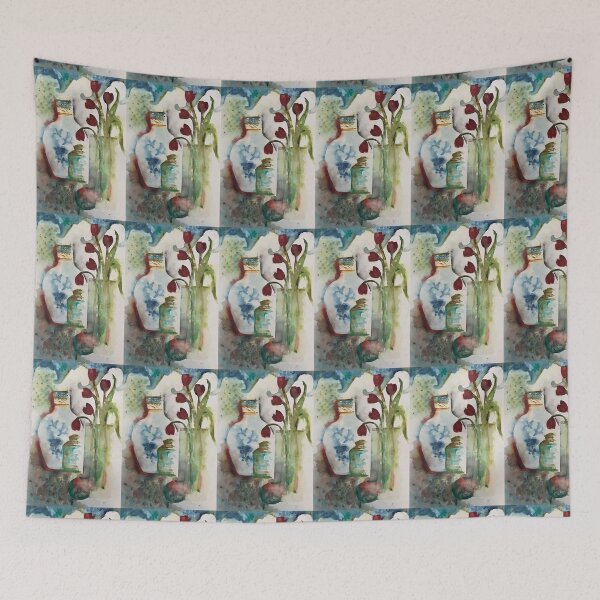 Item preview, Jude’s blue willow  and tulips  designed and sold by annamak12.