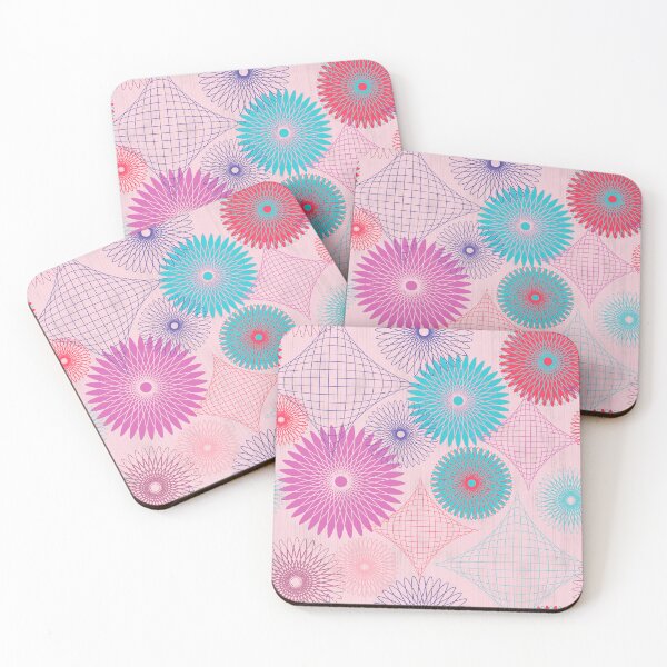 Item preview, Abstract Spiro Wheels and Shapes in pink and aqua designed and sold by DannysReRemodel.