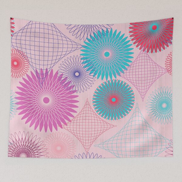 Item preview, Abstract Spiro Wheels and Shapes in pink and aqua designed and sold by DannysReRemodel.