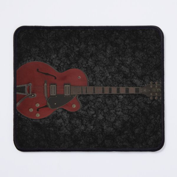 Item preview, Red Rock'N'Roll Vintage Guitar on Black Textured Background designed and sold by ThePaintingRat.