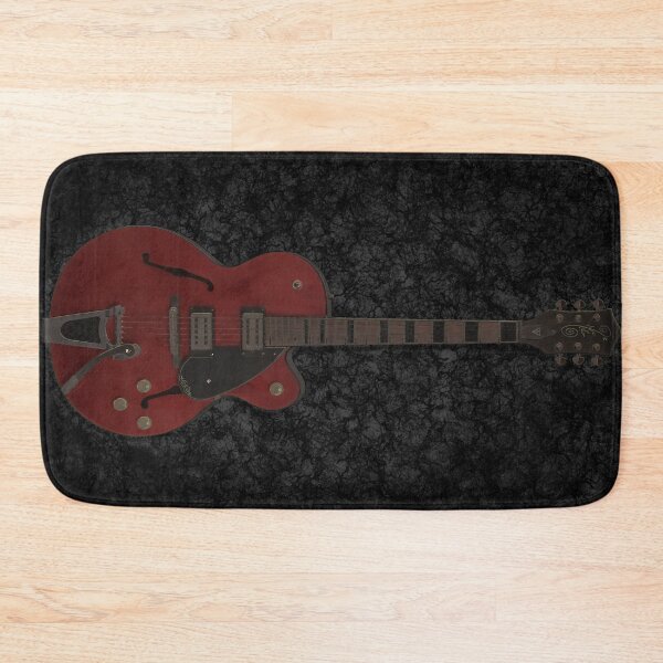 Item preview, Red Rock'N'Roll Vintage Guitar on Black Textured Background designed and sold by ThePaintingRat.