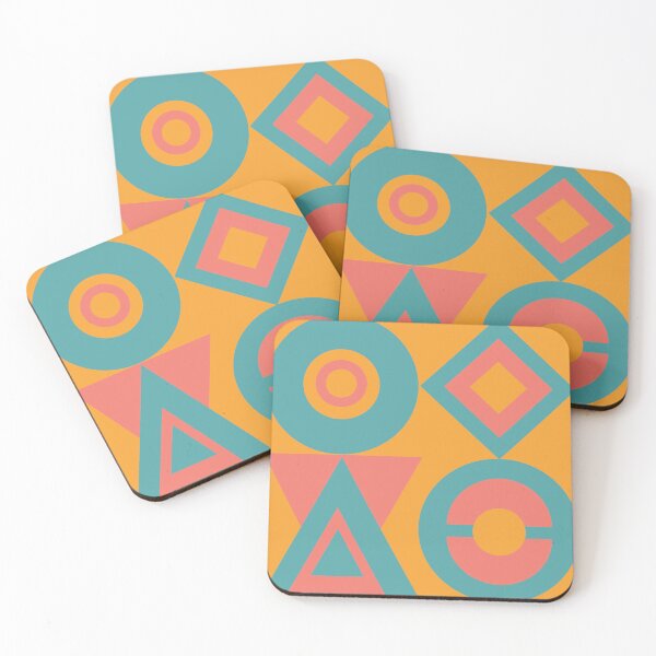 Item preview, NeoGeo - Teal / Amber - Modern Art - Simple Geometric pattern designed and sold by CattlettArt.